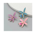 Exaggerated Big Flower Stud Earrings Korean Fashion Design Crystal Diamond Colorful Enamel Flower Earrings for Women