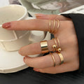 5pcs/set y2k Open Vintage Gold Open Rings Irregular Geometric Rings Knuckle Ring Set For Women Finger Jewelry