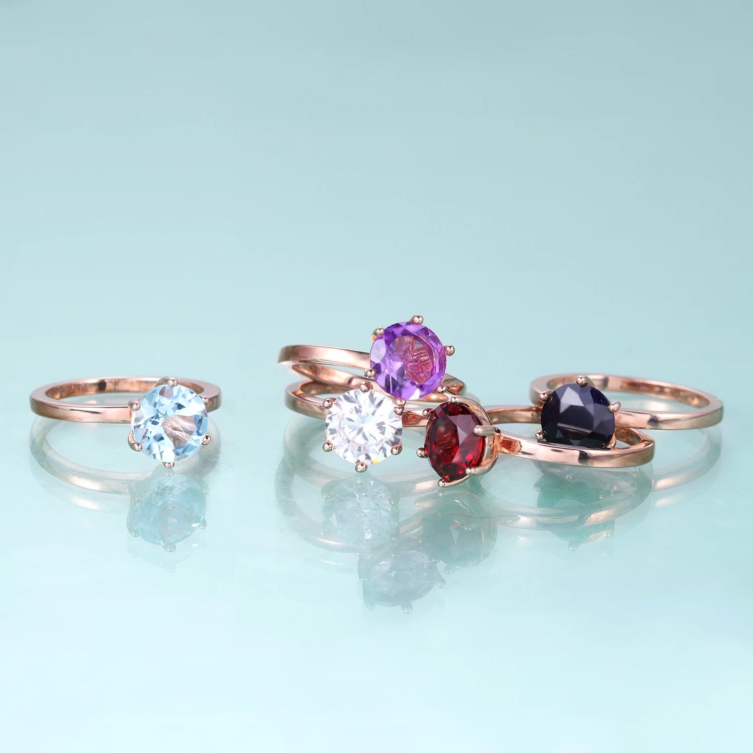 KH075 Abiding Fine Jewelry Manufacturer Six Prong Solitaire 8mm Gemstone Chunky 925 Sterling Silver Women Modern Engagement Ring