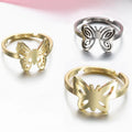 Fashion Adjustable butterfly Charm Stainless Steel Ring Rings Jewelry Women