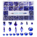 Blue Luxury 20 Grids Glass Crystal Nail Art Rhinestones Multishapes Shiny Diamond Gem Set with Pick Pen Nail Charms in Bulk