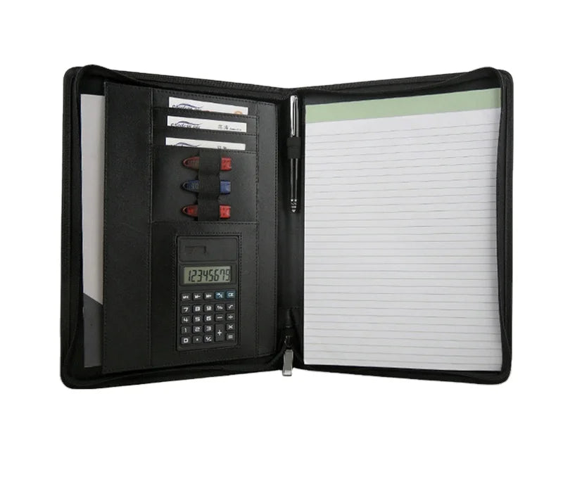 ModernQiu A4 Custom PU Leather Compendium Portfolio File Folder