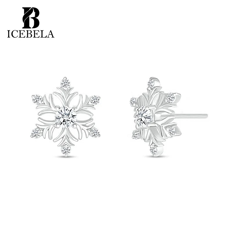 Wholesale Fashion Korean 925 Sterling Silver Earring Christmas Fine Jewelry Marry Christmas Snowflake Earrings for Girls