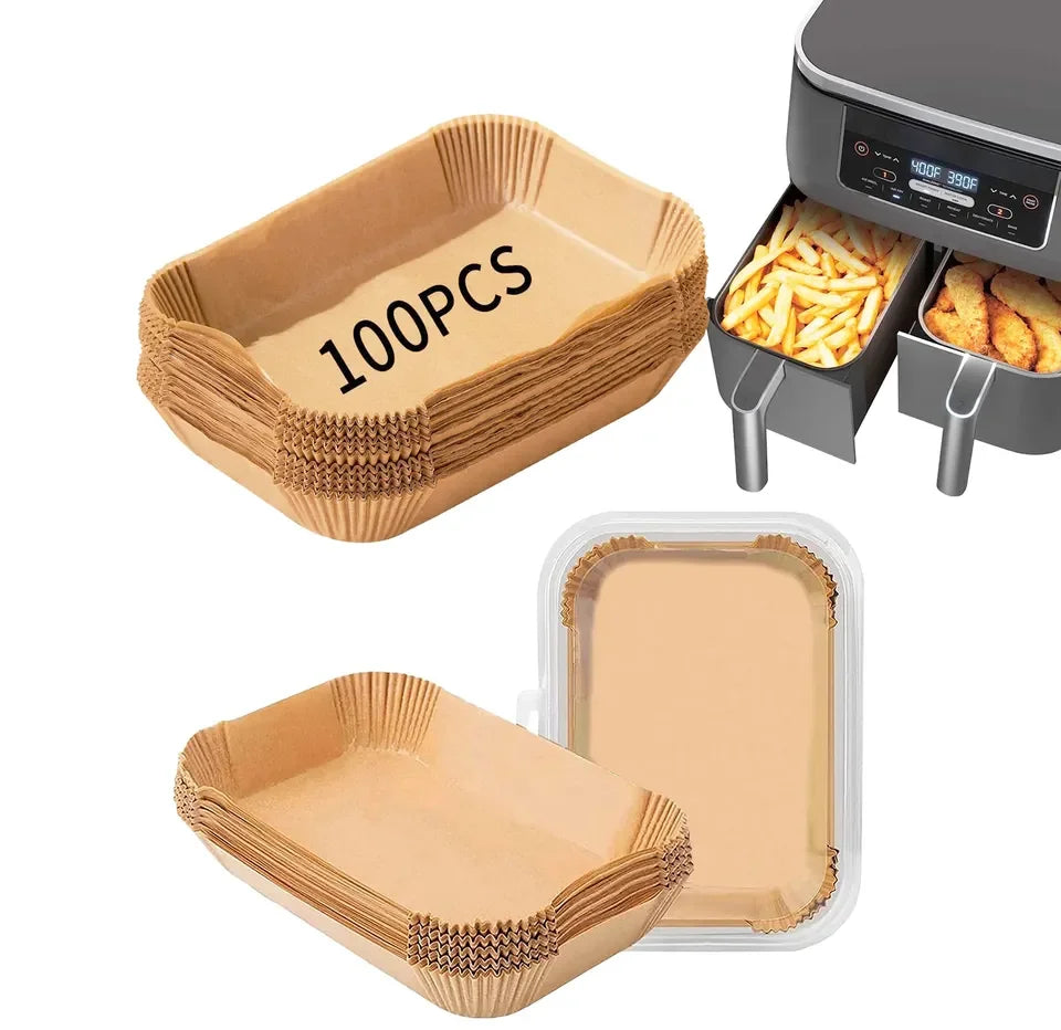 8.3 Inch Diameter of 22 cm Rectangle Nature Color Disposable Non-Sticker Fryer Liner Silicone Paper 100 Pcs Opp Bag/blister Box