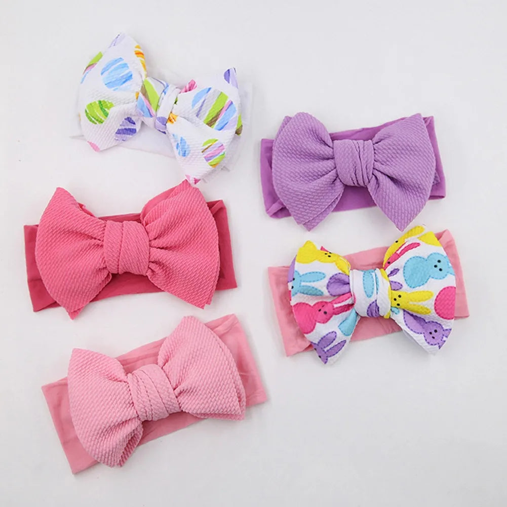 Xiximi Baby Messy Bow Headband Printed Color High Stretch Elastic Baby Headband Set Top Selling Fabric Hair Accessories