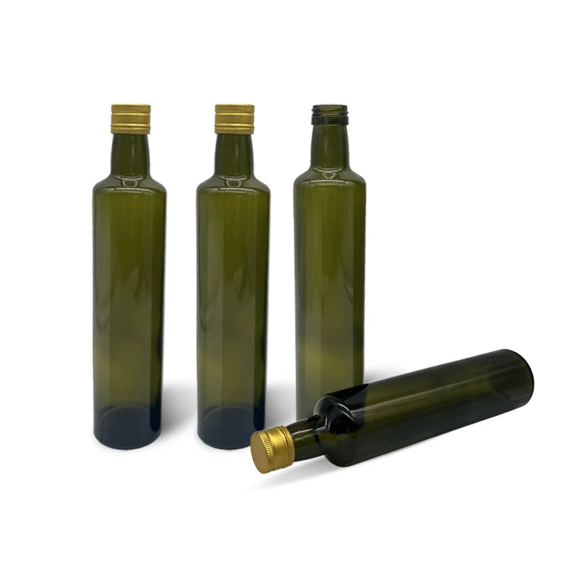500ml Clear Green Round Glass Olive Oil Bottle with Screw Cap