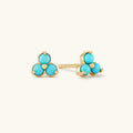 LOZRUNVE 925 Silver Jewelry Wholesale Gold Small Triple Turquoise Stud Earring