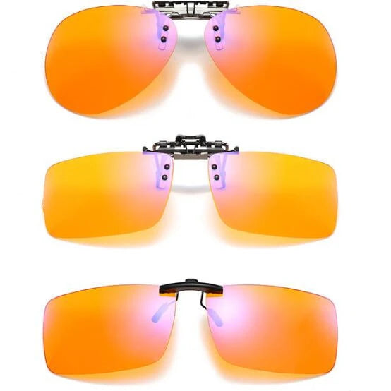 Wholesale Customized Orange Lens Flip up Clip on Anti Blue Light Blocking Filter Computer Gaming Glasses