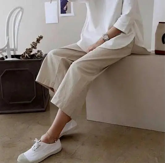 S-3XL New Pencil Pants Women's New Cotton Linen Pants Student Loose Linen Casual Pants