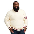 Manufacturer OEM Custom Chenille Patch logo Sweater Vintage K Shawl Collar Sweater Cream Men Knitted Pullover Top