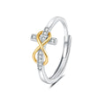 Chic Platinum Duo Tone Adjustable Cross Ring Minimalist Open Band Rings Fine Rings