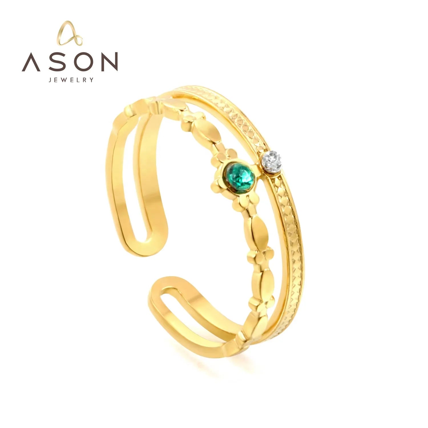 Ason New Arrival  Design Custom Rings 316stainless Steel  Zircon Finger Jewelry  for Women As a Gift