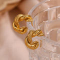 2023 Chunky Twisted Hoop Earrings Gold Plated Stainless Steel Fashion Jewelry for Ladies