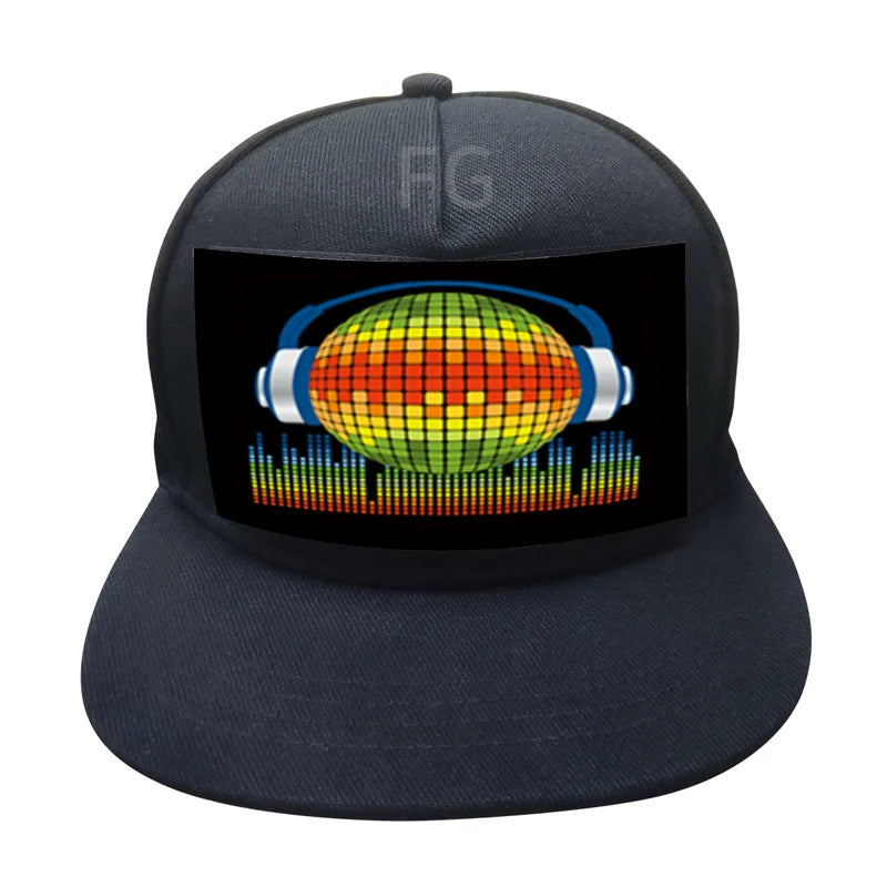 New Arrival LED Light Activated Equalizer Sound Various Logo Cap with EL Panel for Sports Casual Outdoor Use