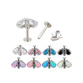 Bee Bezel Set Wholesale F136 Titanium New CZ Wings Internally Threaded Top Piercing Fashion Zircon High Grade Stud Earring