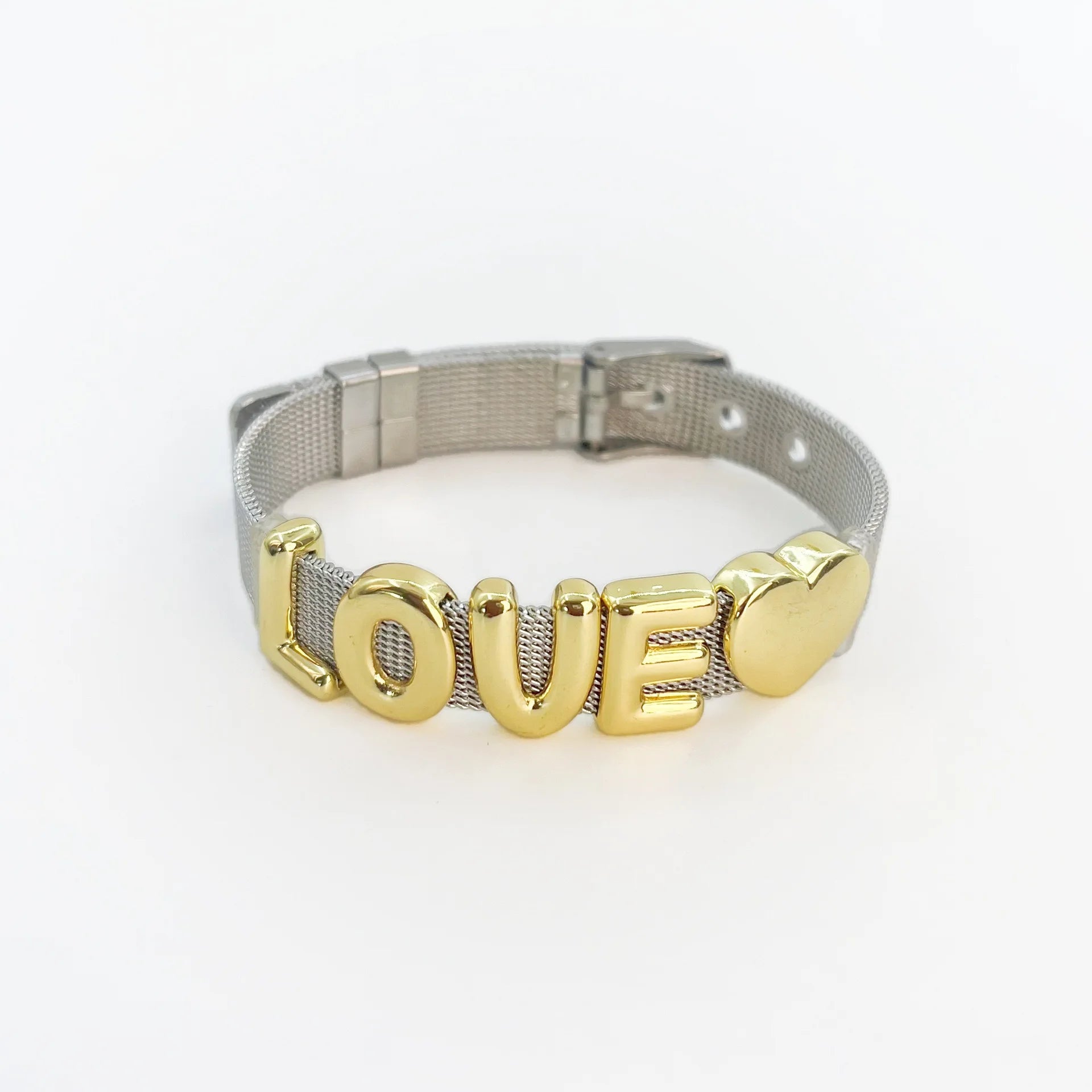 Qiuhan Letter A-Z Zirconium Adjustable Mesh Watch Bracelet Custom Name Bracelet