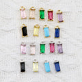 Mini CZ8605 Small Little Silver 18k Gold Plated CZ Baguette Cubic Zirconia Birthstone Charms for Earring Necklace Jewelry Making