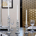 Glass Bead String Shaped Candlestick Clear Crystal Single Candle Holder for Romantic Wedding Table Decoration