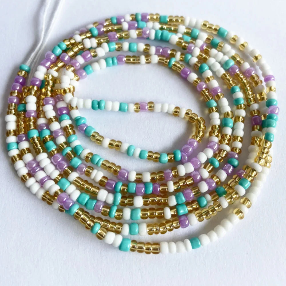 Custom Trending Women Bulk African Color Mix Body Chains Jewelry on Cotton Cord Tie on Design Supplier