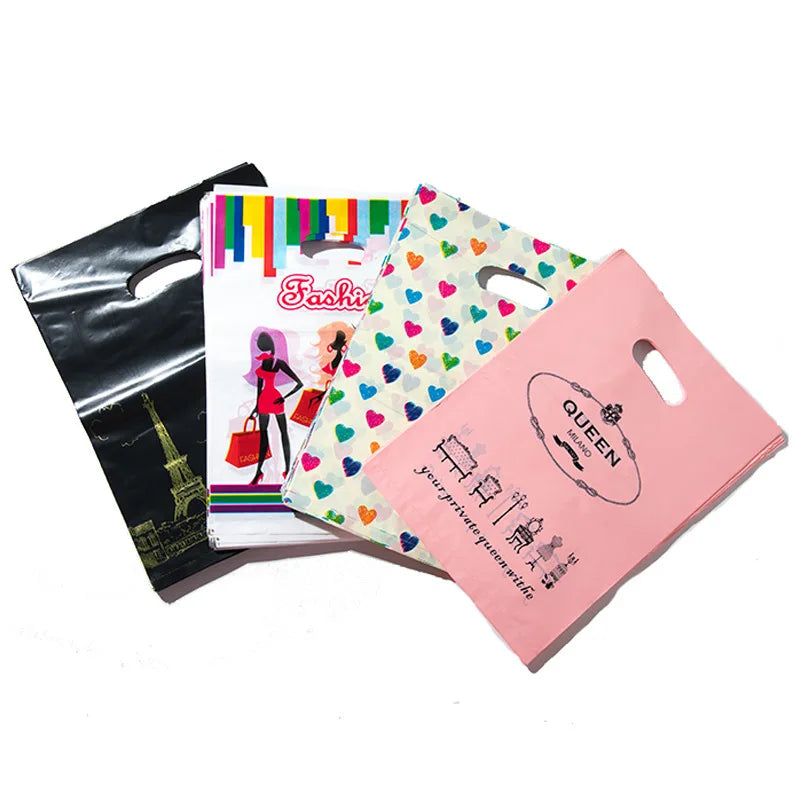 Customized Logo Letter Pattern PP Biodegradable Reusable Die Cut Handle Shopping Bag