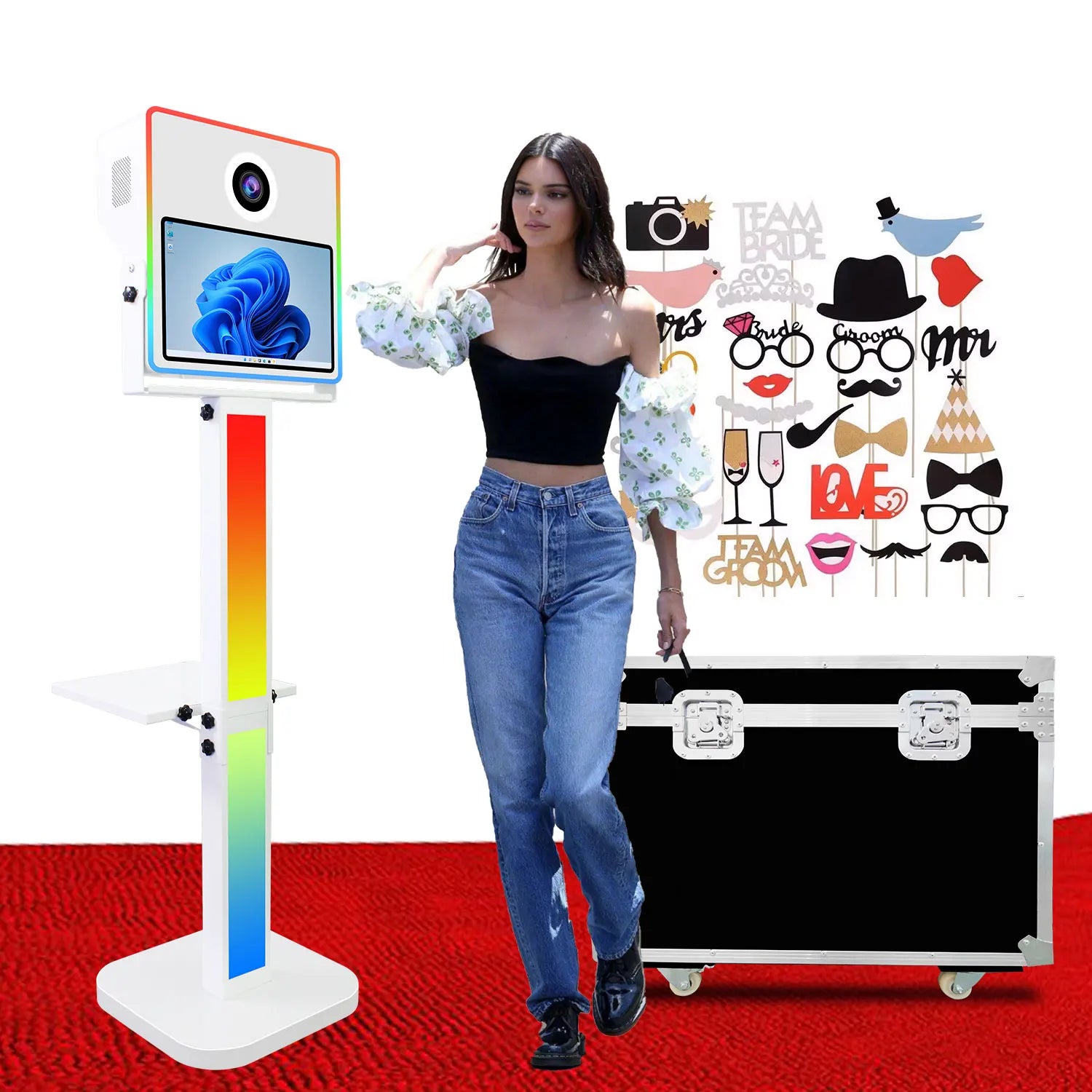 Fashion LED Frame Portable Selfie Digital Photo Booth DSLR With 15.6 Inch Touch Screen Camera Photobooth Machine for Events