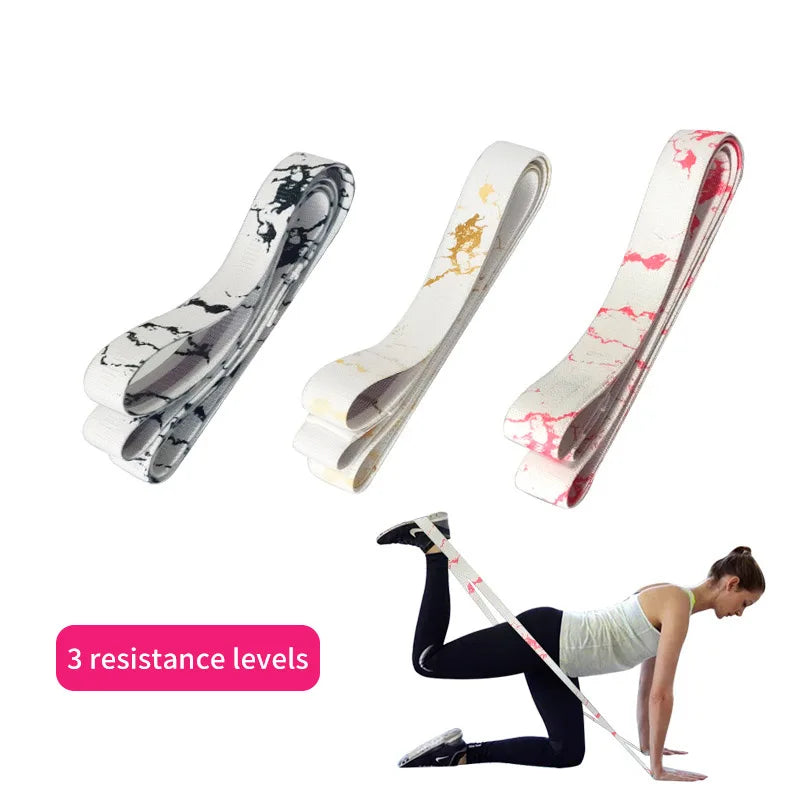 New Custom Long Fabric Leopard Printed Resistance Band for Yoga Fitness Sports Elastic Band