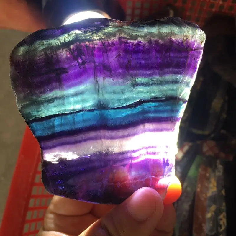 Wholesale Natural Rough Crystal Quartz Raw rainbow Fluorite Slice for Sale