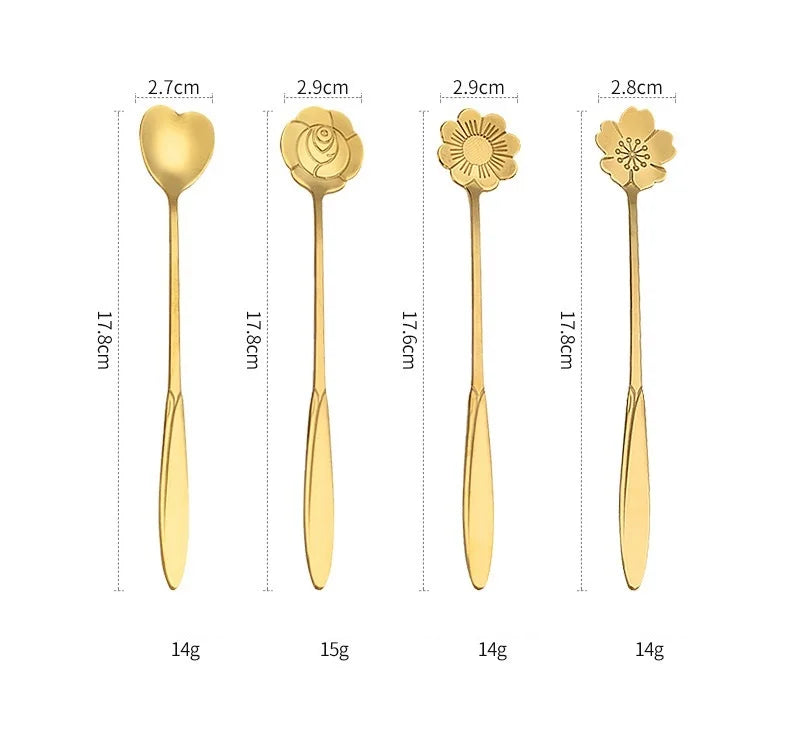 High Quality Mixing Spoon Wedding Thank You Gifts for Guests Metal Spoon Creative Design Flower Spoons