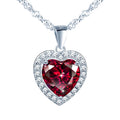 Heart of Ocean Necklace 925 Silver Red Heart Zirconium Necklaces for Women MegaBDM