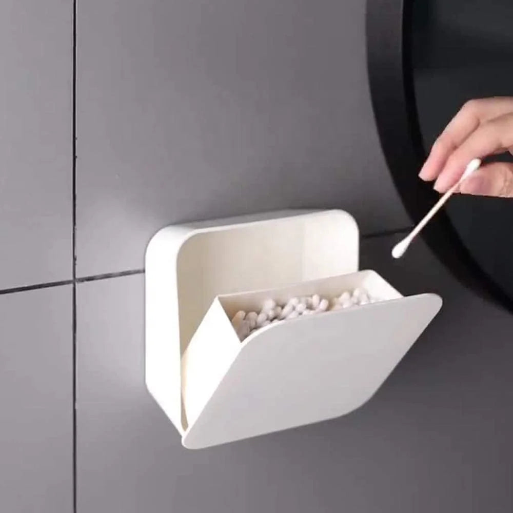 2022 New Plastic Qtip Holder Wall Mount Cotton Swab Storage Box Makeup Pads Storage Canister on Sale
