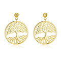 925 Sterling Silver 18k Gold Plated Hypoallergenic Earrings Family Tree of Life Earrings