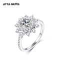 Attagems 1ct 6.5mm Round Cut D Color VVS Moissanite Lab Diamond Ring Snowflake Shape 925 Sterling Silver Ring Engagement Gift