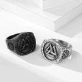Exquisite Triangle Symbol Chunky Ring Stainless Steel Viking Signet Ring Party Gifts Men's Nordic Jewelry