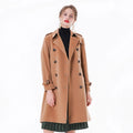 2023 Bosha Women'S Winter Light Camel Trench Coat Long Double Breasted Cashmere Jacket With Solid Style Casual Woolen Fabric