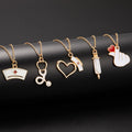 Manufacturer Enamel Stethoscope Injector Syringe Nurse Cap Hat Heart Pendants Necklaces Medical Nursing Charm Necklace