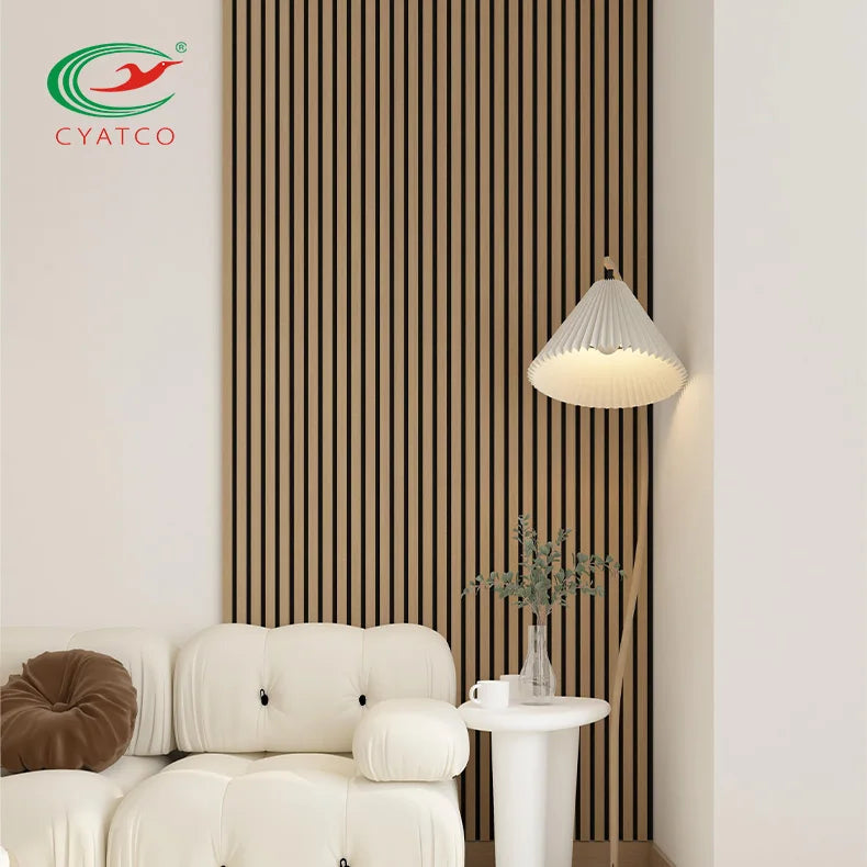 60x240cm Akupanel Natural White Oak Veneer Wall Panel Natural Slat Wood Acoustic Panels