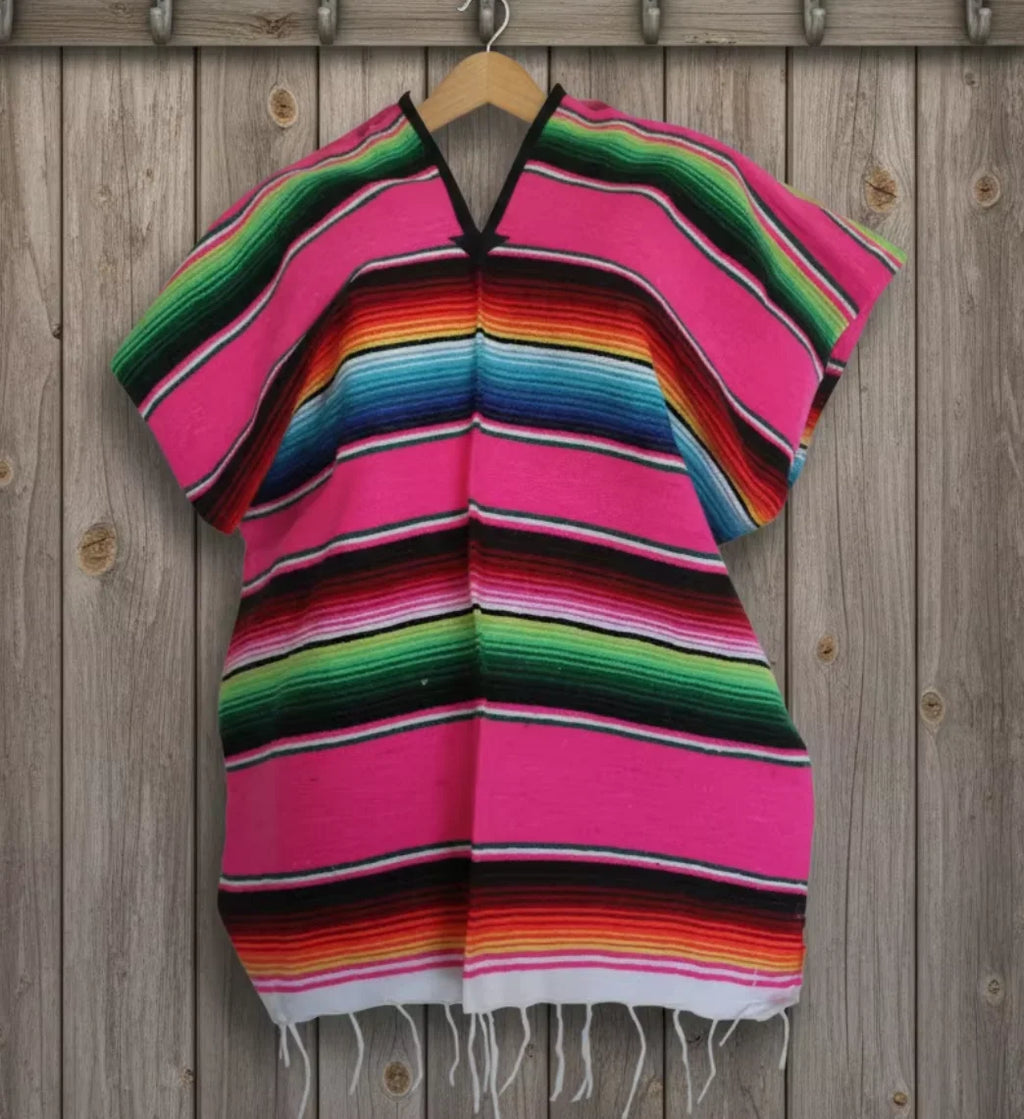 Wholesale Assorted Party Carnival Mping rainbow Mexican Serape Adult Poncho for Sale
