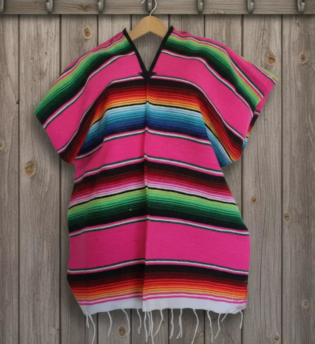 Wholesale Assorted Party Carnival Mping rainbow Mexican Serape Adult Poncho for Sale