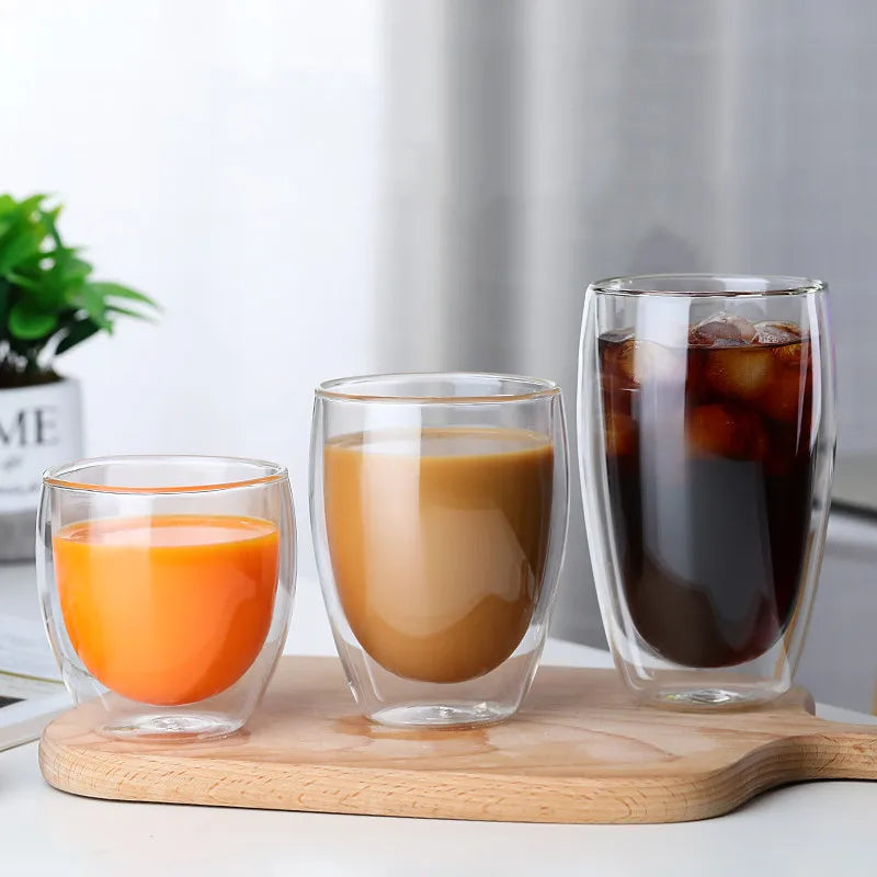 Custom Made Best Selling 150/250/350/450ml clear Borosilicate Double Wall Glass Cup for Coffee Glass Mug Cup