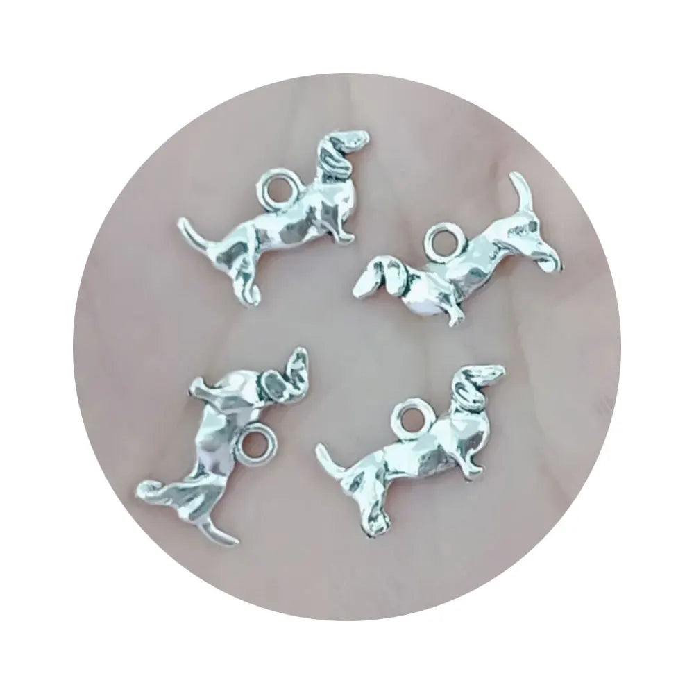 100pcs Vintage Tibetan Silver Dog Dachshund Charms 20x13mm Cartoon Animal Handmade Pendant Making Fit for Bracelet Necklace