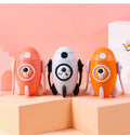500ml Creative Water Bottle with Straw Cover Portable for Kids Travel Outdoor Sports Kettle Tritan Rocket Cup with Plastic Straw