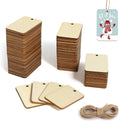 Direct Sale Rectangle Unfinished Wood Slices Natural Wooden Cutout with Holes Craft Wood Tags for DIY Writing Painting Decorate