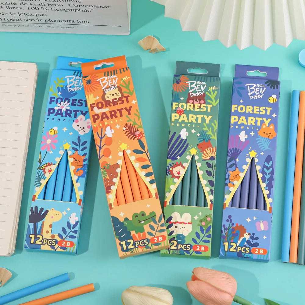 Wholesale Creative Back to School Gifts Kids Cartoon Animal Forest 12pcs 2b Pencil Set