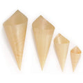 Custom 100% Natural Wood Compostable Biodegradable Wooden Food Cone for Party for Appetizers or Restaurant Use