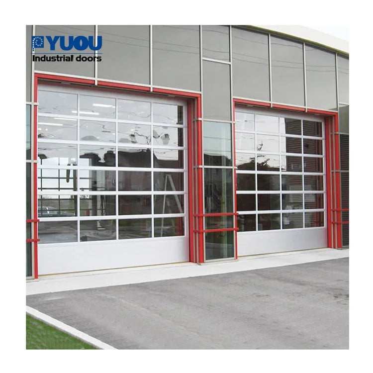 China Factory Selling Good Price Full View Tempered Glass Garage Doors with Pedestrian Door