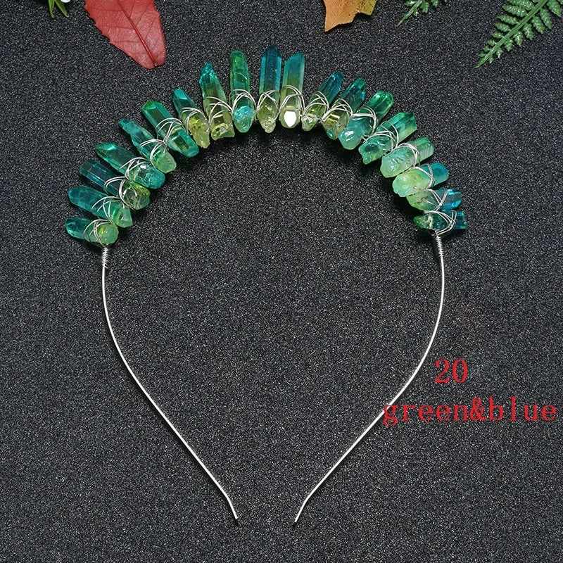 2026 Diy Hottest Design Crystal Crown Green Yellow Natural Crystal Headband Bridal Jewelry Party Decoration