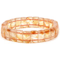 Gem Precious Diamond Cut Citrine Bangle Natural Healing Pink Rose Quartz Stone Rectangle Beads Stretch Bracelet