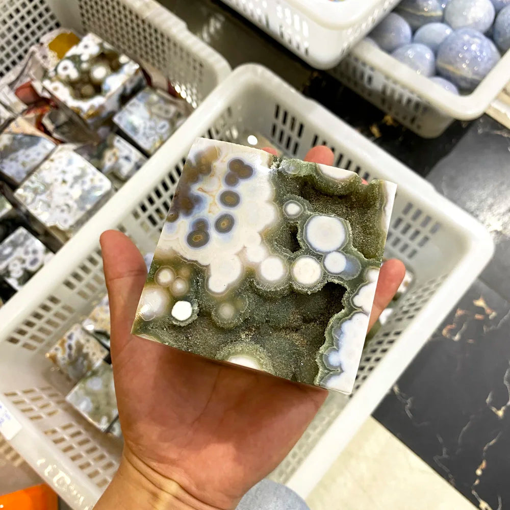 Natural 8th Vein Marovato Ocean Jasper Cube Healing Stone Crystal Ocean Jasper Cubes