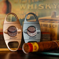 Luxury Engrave Logo Double Blade Cigar Cutter Stainless Steel Cigar Accessories Cigar Cutter