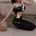 RUIQUWIN Wholesale Custom Workout Wear Athletic Matching Sexy Gym Fitness Running Yoga Biker Women Shorts Yoga Sets